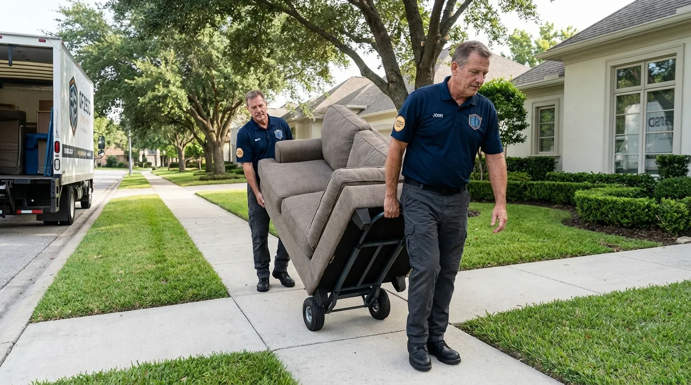 Local residential moving crew loading furniture in Durant, OK
