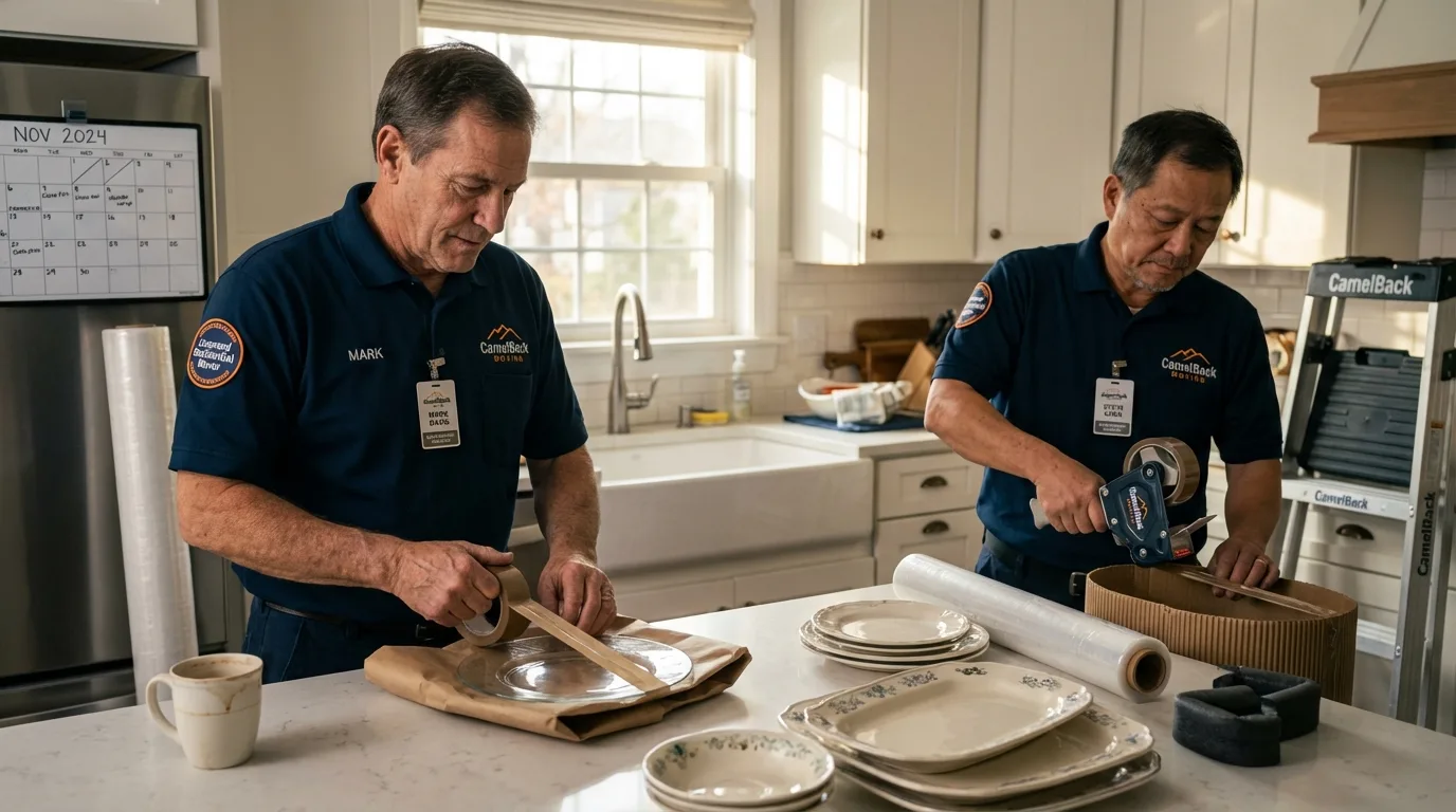 Professional crew packing kitchen dishware in Durant, OK